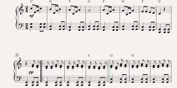Gatatumba, villancico en versión fácil para piano