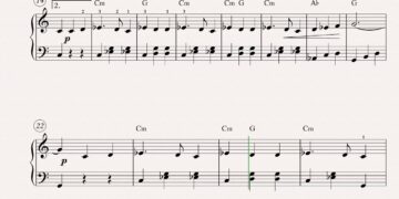 La Virgen y San José, villancico en versión fácil para piano