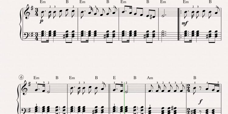 Una pandereta suena, villancico en versión fácil para piano