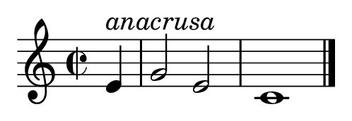 Anacrusa en compás de 2/2 o compás partido