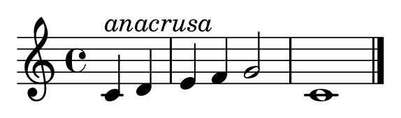 Anacrusa en compás de 4/4: faltan dos partes en el primer compás